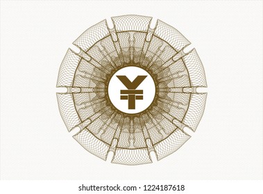 Brown linear rosette with yuan icon inside
