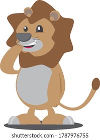 
a brown lion with an innocent face smiling sweetly