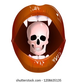 Brown lips with s skull