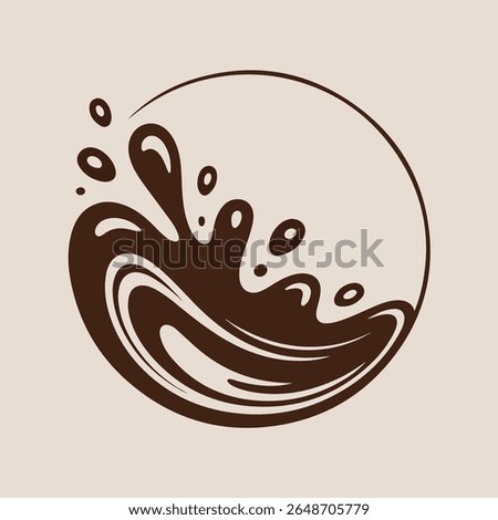 Brown Liquid Splash in Circle Abstract Design vector
