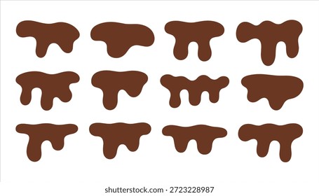 Blobs de salpicadura líquida marrón sobre fondo blanco salpicaduras abstractas