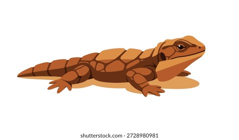 Lagarto marrón, estilo de dibujos animados, descansando