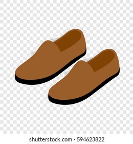 Brown loafers men shoes icon. Isometric 3d illustration of loafers men shoes vector icon on a transparent background