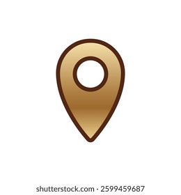 A brown location pin icon with a circular shape, showcasing a gradient shading effect in a simple style.