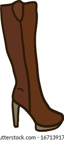 Brown long boots, illustration, vector on white background.