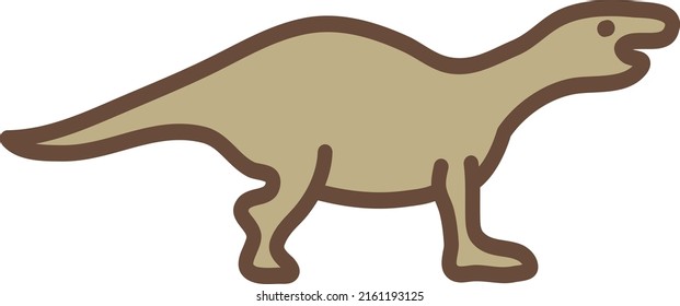 Brown long dinosaur, illustration, vector on a white background.