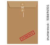 Brown long postal envelope template with red rubber stamp evidence. Envelope sealed with string.