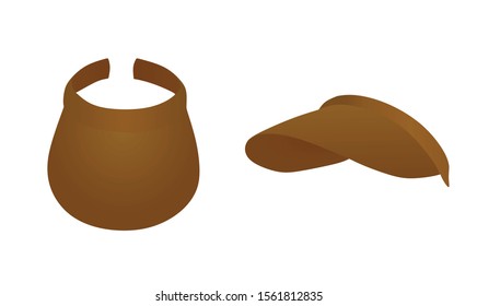 Brown long visor cap. vector illustration