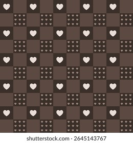 Brown Love Checkered Pattern. Perfect for art and crafts, digital paper, fabric printing, textile printing, packaging, scrapbooking, gift wrap, background and more.
