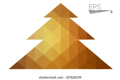 Brown low polygon style christmas tree vector illustration consisting of triangles . Abstract triangular polygonal origami or crystal design of New Years celebration. Isolated on white background. Brown low polygon style christmas tree vector illustration consisting of triangles . Abstract triangular polygonal origami or crystal design of New Years celebration. Isolated on white background.