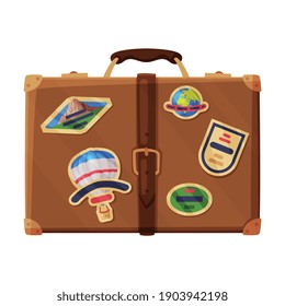 Brown Luggage Bag as Travel and Tourism Symbol Vector Illustration
