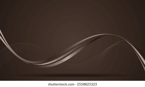 Brown luxury background with curve gold line vector design. Brown premium design with gold line.Suit for voucher, gift card, business card, invitation, banner, brochure, poster, presentation, etc