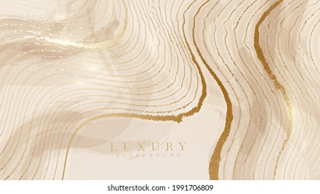 Brown luxury background. Elegance golden marble. Realistic style scene. Space for paste text. Vector illustration for design.