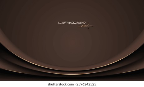 Brown Luxury background with gold line. Elegant brown and gold background. Folded ribbon with brown color. Suit for banner, backdrop, invitation card, business card, cover, etc.