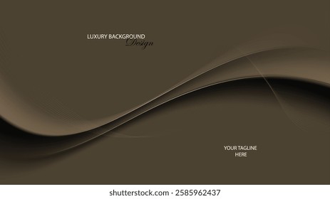 Brown luxury background vector design. Golden ribbon on brown background. Folded brown with gold line background. Suit for banner, backdrop, card, invitation, presentation, product promotion template