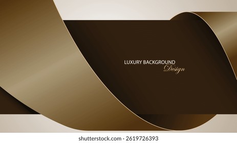 Brown luxury background vector design. Curved sheet folded background. Abstract paper cut. Suit for backdrop, product template, invitation card, banner, brochure, poster, presentation, etc