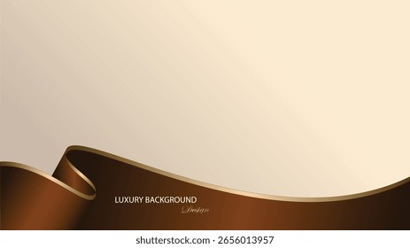 Diseño de Vector de fondo de lujo marrón. Fondo de lujo con línea de oro curvada. Traje para el Anuncio, telón de fondo, Plantilla de la presentación, promoción del producto, voucher, certificado, folleto, cartel, etc