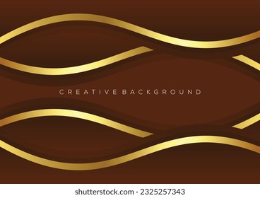 brown with luxury line design wave background