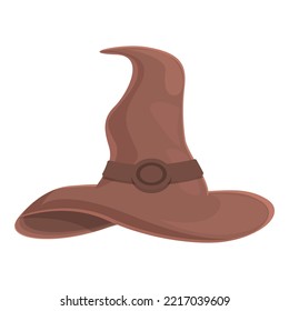Brown magic hat icon cartoon vector. Circus wand. Top show