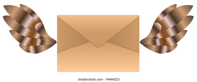 Brown mailing envelope enclosed with open wings of