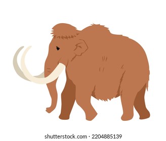 Brown mammoth icon. Animals before our era, paleontology, history, archeology and culture. Social media sticker, graphic element for website. Elephant with tusks. Cartoon flat vector illustration