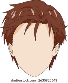 Brown Man Hair Front View Hairstyle Vector