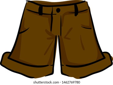 Pantalones cortos de hombre marrón, ilustración, vector sobre fondo blanco.