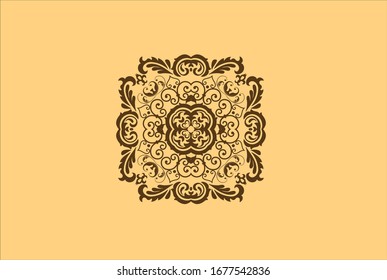mandala marrón con naranja de fondo