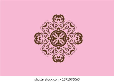 mandala marrón con fondo rosa