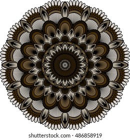 Brown Mandala. Ethnic decorative elements. Hand drawn background. Islam, Arabic, Indian, ottoman motifs.