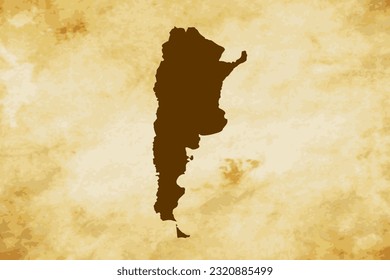 Brown map of Country Argentina isolated on old paper grunge texture background - vector illustration