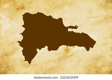 Brown map of Country Dominican Republic isolated on old paper grunge texture background - vector illustration