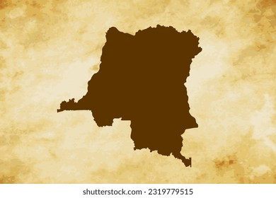 Mapa marrón del País DR Congo aislado en el fondo de textura de grunge de papel antiguo - ilustración vectorial