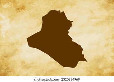 Brown map of Country Iraq isolated on old paper grunge texture background - vector illustration