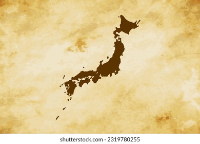 Brown map of Country Japan isolated on old paper grunge texture background - vector illustration