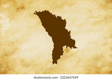 Brown map of Country Moldova isolated on old paper grunge texture background - vector illustration