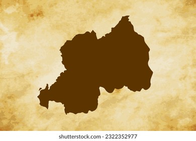 Brown map of Country Rwanda isolated on old paper grunge texture background - vector illustration