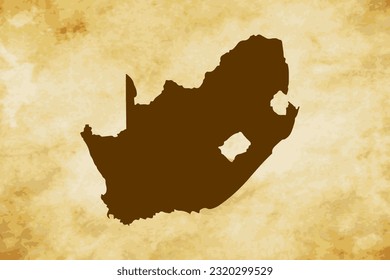 Brown map of Country South Africa isolated on old paper grunge texture background - vector illustration