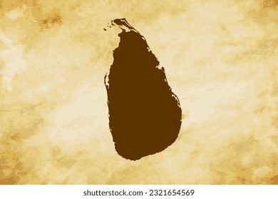 Brown map of Country Sri Lanka isolated on old paper grunge texture background - vector illustration