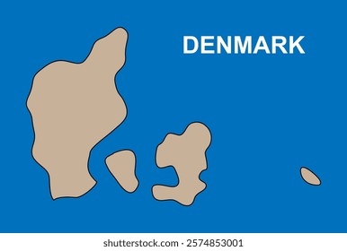 brown map of denmark vector illustration