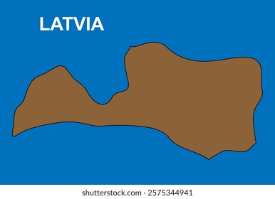 brown map of latvia vector illustration