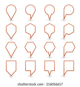 Brown map pin sign location icon with gray reflection and shadow isolated on white background  in simple flat style. This web design element save in vector illustration 8 eps
