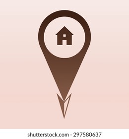 Brown Map pointer with information icon 