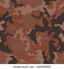 Brown martian camouflage seamless pattern. Modern military camo texture. Desert masking color. Stock vector illustration.
