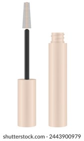 Brown mascara, open bottle, vector