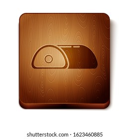 Brown Meat icon isolated on white background. Wooden square button. Vector Illustration