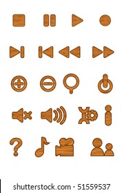 Brown media buttons vector icon set