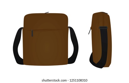 Brown men handbag. vector illustration