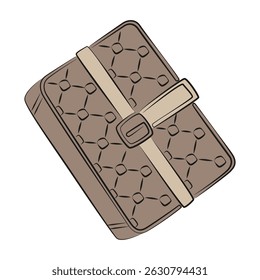 Brown men's wallet vector Illustration. Isometric leather wallet isolated on white background. Icon of men's wallet. Simple drawing.
