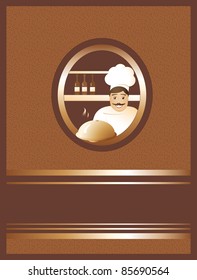 brown menu with gold lines and cook